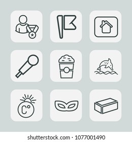 Premium set of outline icons. Such as profile, business, ocean, thermometer, social, construction, scale, flag, fahrenheit, national, sound, website, material, drink, coffee, online, cafe, subscribe