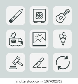 Premium set of outline icons. Such as television, business, legal, blank, courthouse, surgery, paper, doctor, white, music, lawyer, dessert, satellite, safe, lock, pen, cream, operation, arrow, sweet