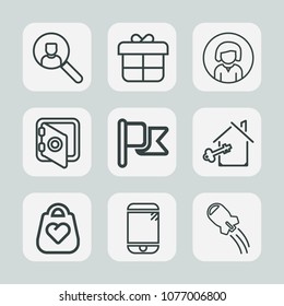 Premium set of outline icons. Such as fashion, space, banking, website, rocket, decoration, security, spaceship, internet, cell, craft, object, young, leather, style, box, america, safety, business