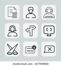 Premium set of outline icons. Such as spaceman, boy, girl, lady, bag, money, space, woman, bank, banking, business, chat, man, finance, astronaut, way, laptop, scene, fashion, currency, spotlight, pc