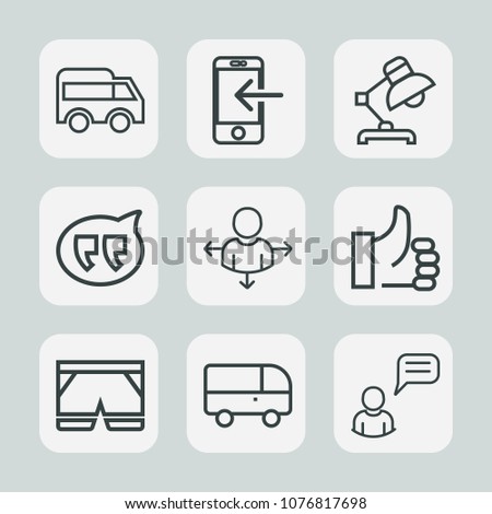 Premium set of outline icons. Such as transport, technology, move, banking, traffic, person, bubble, lamp, success, car, bus, modern, internet, good, transportation, left, money, mobile, template, up