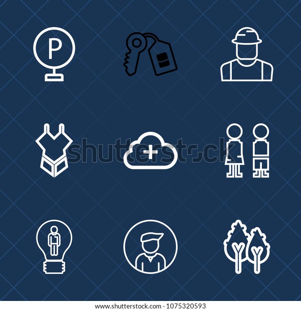 Premium set with outline icons. Such as fashion,\
tree, road, safe, forest, boy, key, standing, door, nature,\
internet, traffic, cloud, car, transport, person, girl, concept,\
creative, people,\
builder