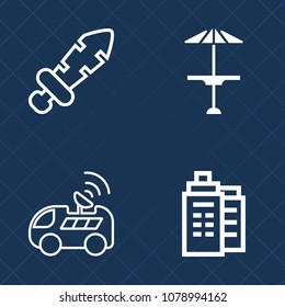 Premium set of outline vector icons. Such as sharp, night, real, antique, dark, sword, business, road, office, weapon, technology, house, building, architecture, vehicle, navigation, ancient, map, gps