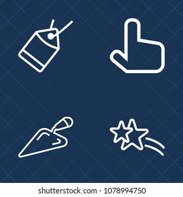 Premium set of outline vector icons. Such as banner, brush, abstract, tool, screwdriver, shiny, point, tag, label, glitter, construction, instrument, paper, pointer, new, falling, star, button, cursor