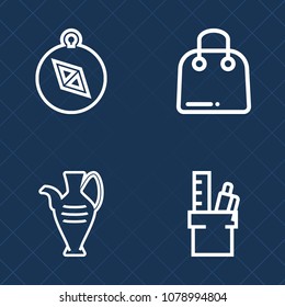 Premium set of outline vector icons. Such as notebook, object, fashion, nautical, market, west, traditional, white, navigation, paper, direction, sale, purchase, pot, office, art, shopping, south, buy