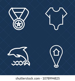 Premium set of outline vector icons. Such as prize, competition, reward, beauty, map, sign, pretty, travel, web, fashion, pin, champion, marine, girl, trophy, award, dolphin, jump, body, wild, woman