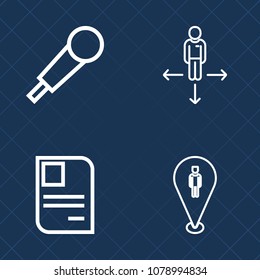Premium set of outline vector icons. Such as speech, identification, web, badge, identity, retro, plastic, communication, direction, security, equipment, information, sign, radio, microphone, sound