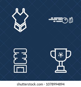 Premium set of outline vector icons. Such as container, winner, girl, hit, swimsuit, cool, ice, cooler, strike, picnic, trophy, sea, bowling, vacation, game, ball, play, woman, recreation, sexy, body