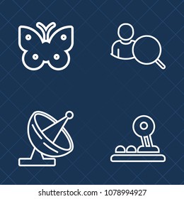 Premium set of outline vector icons. Such as natural, internet, arrow, communication, online, page, space, antenna, background, application, web, wireless, collection, insect, summer, element, white