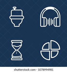Premium set of outline vector icons. Such as minute, stereo, wc, room, glass, earphones, technology, white, toilet, graphic, lavatory, washroom, headphones, chart, diagram, hygiene, public, time, pie