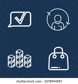 Premium set of outline vector icons. Such as business, bubble, support, cargo, industry, message, internet, sale, goods, box, report, speech, speak, sign, man, paper, warehouse, white, distribution