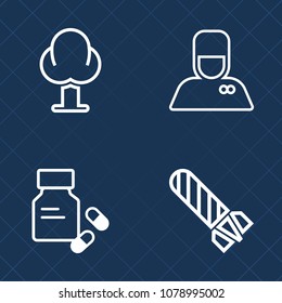 Premium set of outline vector icons. Such as outdoor, park, travel, explosive, assistance, growth, antibiotic, coniferous, vitamin, trunk, luggage, burn, danger, bellhop, plant, foliage, landscape