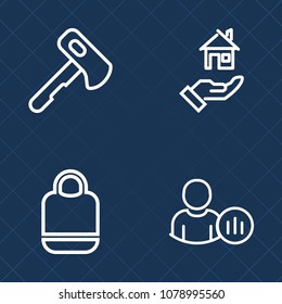 Premium set of outline vector icons. Such as saw, pliers, concept, home, web, real, estate, rent, building, object, axe, mortgage, modern, accessory, brush, style, construction, network, fashion, loan