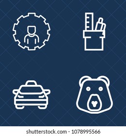 Premium set of outline vector icons. Such as account, phone, travel, note, city, mammal, app, table, transport, predator, pen, application, notebook, education, equipment, nature, clip, transportation