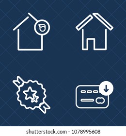 Premium set of outline vector icons. Such as cash, white, house, money, estate, business, badge, wealth, construction, property, label, decoration, home, apartment, bag, banner, element, graphic, buy