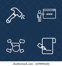 Premium set of outline vector icons. Such as mark, shovel, hammer, wrench, computer, pen, construction, instrument, brush, people, internet, young, business, element, pad, style, character, equipment