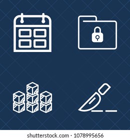 Premium set of outline vector icons. Such as data, file, protection, surgery, care, information, surgeon, industrial, goods, operation, secure, factory, internet, protect, hospital, concept, date, day