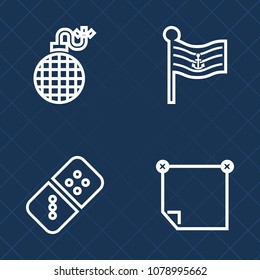 Premium set of outline vector icons. Such as explode, explosive, usa, strategy, sticky, national, power, chain, blank, flame, stick, sign, paper, american, smoke, explosion, burn, cloud, heat, note