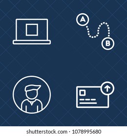 Premium set of outline vector icons. Such as direction, destination, place, coin, people, style, money, dollar, bank, character, men, sign, travel, guy, boy, web, cash, marker, currency, white, man