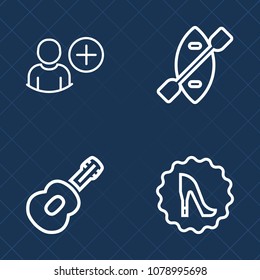 Premium set of outline vector icons. Such as user, instrument, jazz, beautiful, consultant, sign, network, heel, white, account, boat, paddle, elegance, musical, canoe, rowing, fashion, avatar, guitar