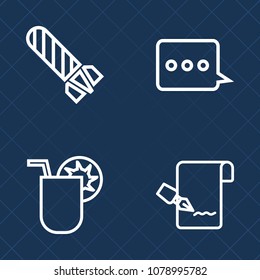 Premium set of outline vector icons. Such as alcohol, notebook, burn, paper, ice, heat, send, cold, cloud, list, power, sign, pen, party, war, envelope, bomb, document, white, tropical, lime, internet