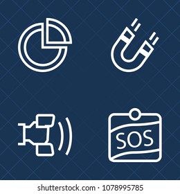 Premium set of outline vector icons. Such as rescue, modern, mobile, pole, presentation, magnetic, white, infographic, magnet, smart, attract, force, button, direction, technology, field, pie, cell