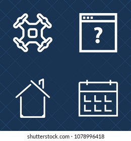 Premium set of outline vector icons. Such as robot, construction, copter, drone, residential, page, property, house, aerial, user, computer, day, remote, business, propeller, camera, information, fly