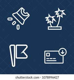 Premium set of outline vector icons. Such as presentation, america, banner, video, tropical, conference, branch, nation, beach, money, american, silhouette, movie, exotic, office, coconut, hand, usa
