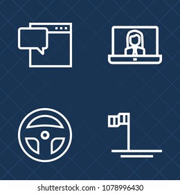 Premium set of outline vector icons. Such as medicine, laboratory, mobile, person, cortes, young, communicate, internet, ocean, talk, speech, view, online, computer, message, woman, female, dialog