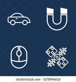 Premium set of outline vector icons. Such as pc, equipment, blue, magnet, earth, cab, internet, city, magnetic, vehicle, traffic, attract, transportation, business, click, computer, mouse, travel, car