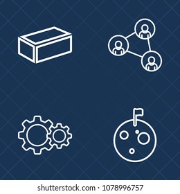 Premium set of outline vector icons. Such as screen, business, construction, cellphone, concept, application, people, cosmos, moon, cutout, communication, mobile, industry, holding, architecture, star