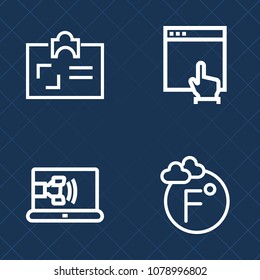 Premium set of outline vector icons. Such as pointer, identity, id, communication, arrow, badge, fahrenheit, degree, identification, help, personal, finger, connection, call, male, office, technology