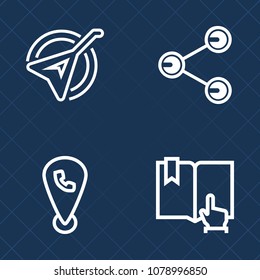 Premium set of outline vector icons. Such as library, violin, click, internet, sound, social, smartphone, page, concert, melody, computer, share, connection, play, wooden, technology, media, folk, pin