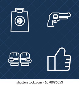 Premium set of outline vector icons. Such as bag, sport, military, bullet, purchase, war, army, glove, competition, concept, website, fight, commercial, paper, gift, retail, search, protection, store