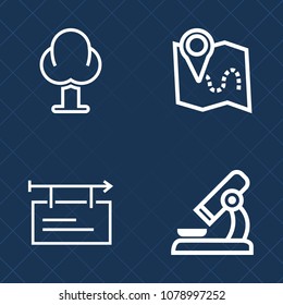 Premium set of outline vector icons. Such as white, lab, outdoor, wood, advertising, travel, tree, billboard, map, pine, location, gps, science, place, medical, environment, plant, foliage, microscope