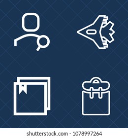Premium set of outline vector icons. Such as people, organize, sign, airliner, aviation, paper, business, technology, transportation, professional, one, online, airplane, air, aircraft, document, file