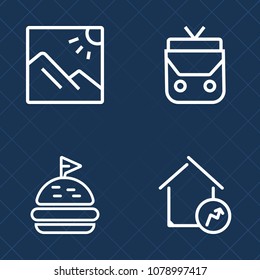 Premium set of outline vector icons. Such as fresh, cheese, tomato, increase, accessory, lettuce, photography, modern, lunch, nature, beautiful, slice, bread, estate, background, meal, landscape, real