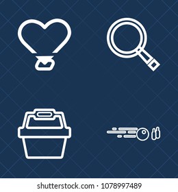 Premium set of outline vector icons. Such as food, magnification, valentine, glass, web, health, speed, graphic, buy, competition, fun, magnify, zoom, store, ball, romance, bowling, play, search, shop