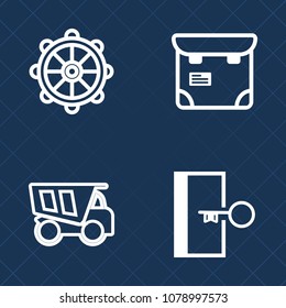 Premium set of outline vector icons. Such as ship, boat, people, woman, passenger, tipper, escape, sign, one, person, safety, yacht, pass, nautical, trip, exit, marine, transport, rudder, mobile, helm