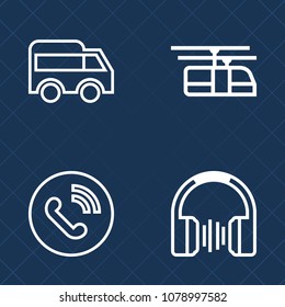 Premium set of outline vector icons. Such as blue, electricity, car, transportation, direction, power, transport, audio, pointer, stereo, bus, electric, left, device, train, telephone, arrow, ring