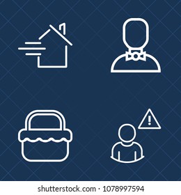 Premium set of outline vector icons. Such as park, business, alarm, red, estate, element, people, social, avatar, human, mortgage, loan, online, basket, lunch, mobile, property, concept, man, picnic