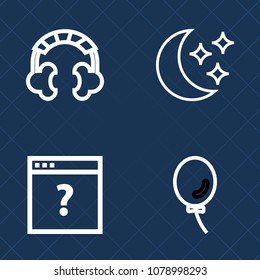 Premium set of outline vector icons. Such as birthday, computer, internet, music, celebration, technology, user, background, astronomy, night, headphones, celebrate, nature, page, sound, star, stereo