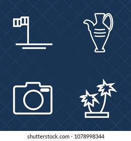 Premium set of outline vector icons. Such as art, photography, water, decoration, summer, craft, object, baja, pottery, tropical, beach, exotic, sea of cortes, mexico, natural, plant, jug, equipment