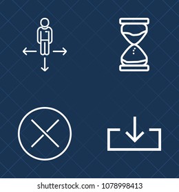 Premium set of outline vector icons. Such as internet, hour, cross, no, close, pin, destination, time, technology, delete, hourglass, arrow, map, website, city, pointer, location, clock, way, measure