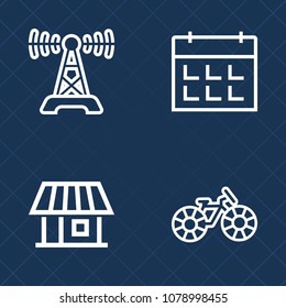 Premium set of outline vector icons. Such as station, office, broadcasting, window, modern, calendar, estate, event, plan, bicycle, timetable, cycle, transportation, architecture, schedule, new, time