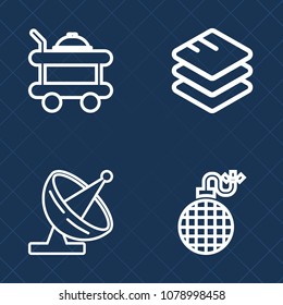 Premium set of outline vector icons. Such as signal, computer, room, bed, white, service, digital, internet, cloud, beverage, concept, modern, equipment, breakfast, morning, bomb, communication, power