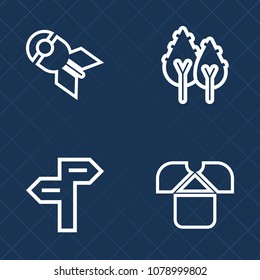 Premium set of outline vector icons. Such as growth, explode, road, tshirt, shirt, short, street, explosive, park, plant, outdoor, tree, sign, pine, template, landscape, arrow, destruction, forest