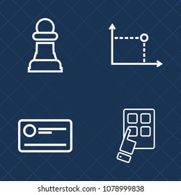 Premium set of outline vector icons. Such as money, piece, device, cheque, pay, white, abstract, communication, investment, mobile, success, technology, finance, competition, business, element, credit