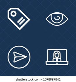Premium set of outline vector icons. Such as hand, discount, chat, offer, nose, price, female, promotion, web, people, computer, label, smartphone, foot, paper, send, mobile, video, ear, technology
