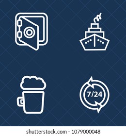 Premium set of outline vector icons. Such as bar, center, business, liquid, assistant, contact, drink, help, finance, foam, service, secure, brewery, metal, support, security, banking, , froth, pub